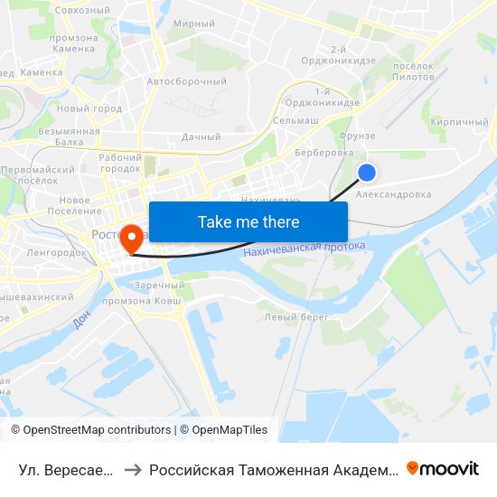 Ул. Вересаева to Российская Таможенная Академия map