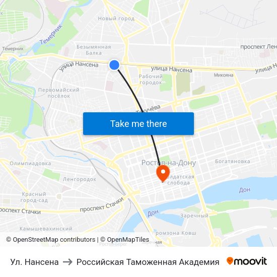 Ул. Нансена to Российская Таможенная Академия map