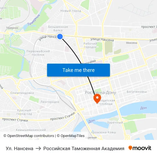 Ул. Нансена to Российская Таможенная Академия map
