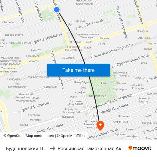 Будённовский Просп. to Российская Таможенная Академия map
