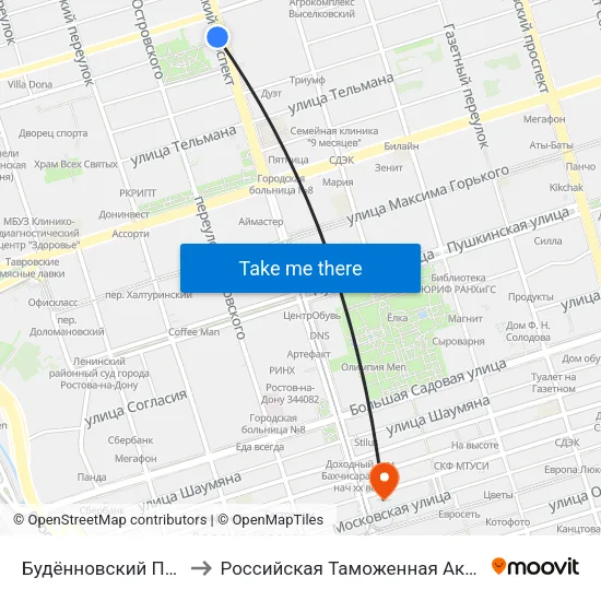 Будённовский Просп. to Российская Таможенная Академия map