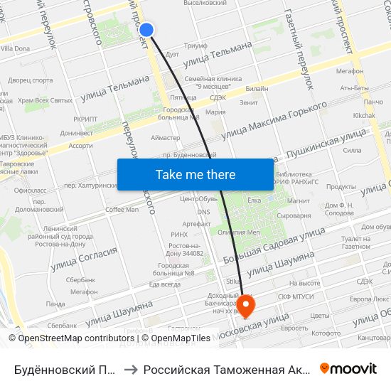 Будённовский Просп. to Российская Таможенная Академия map