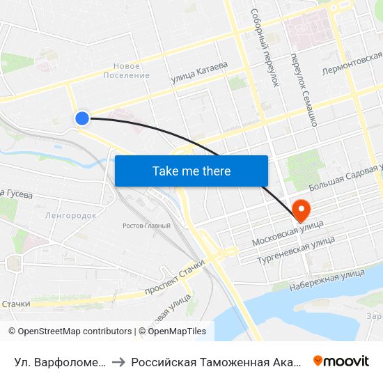 Ул. Варфоломеева to Российская Таможенная Академия map