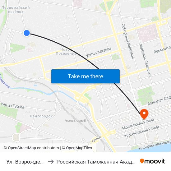 Ул. Возрождения to Российская Таможенная Академия map