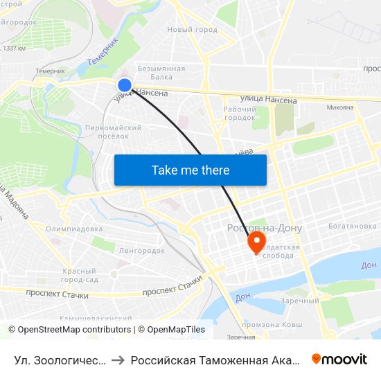 Ул. Зоологическая to Российская Таможенная Академия map