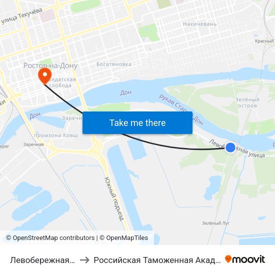 Левобережная Ул. to Российская Таможенная Академия map