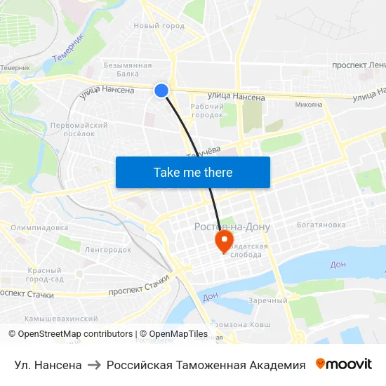 Ул. Нансена to Российская Таможенная Академия map