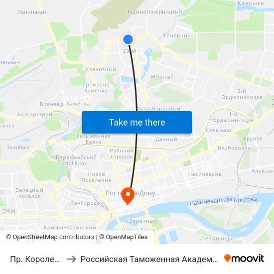 Пр. Королева to Российская Таможенная Академия map