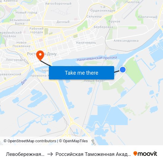 Левобережная Ул. to Российская Таможенная Академия map