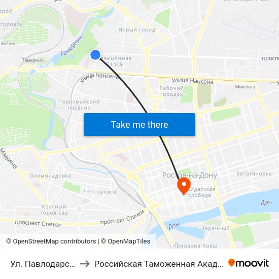 Ул. Павлодарская to Российская Таможенная Академия map