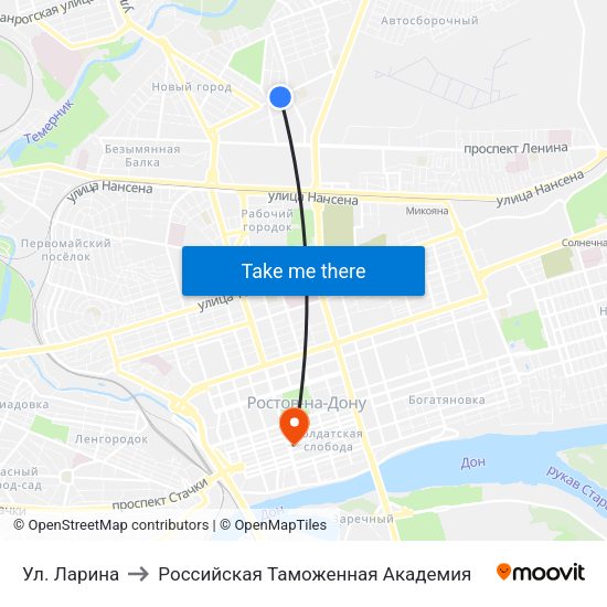 Ул. Ларина to Российская Таможенная Академия map
