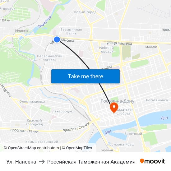 Ул. Нансена to Российская Таможенная Академия map