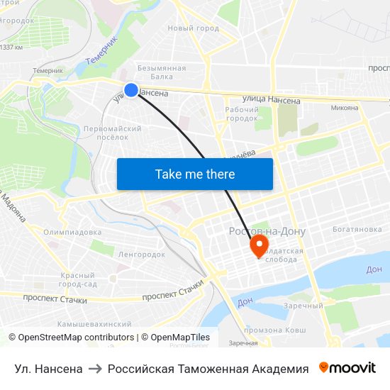 Ул. Нансена to Российская Таможенная Академия map