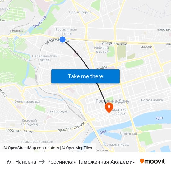 Ул. Нансена to Российская Таможенная Академия map