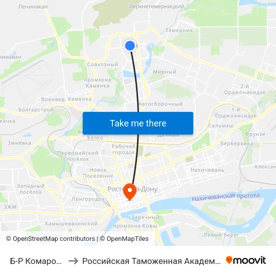Б-Р Комарова to Российская Таможенная Академия map