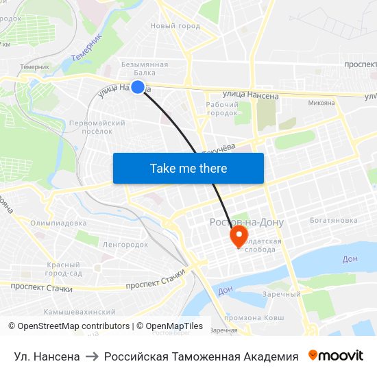 Ул. Нансена to Российская Таможенная Академия map