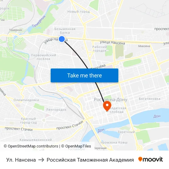 Ул. Нансена to Российская Таможенная Академия map