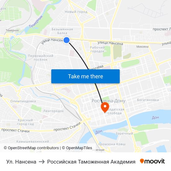 Ул. Нансена to Российская Таможенная Академия map