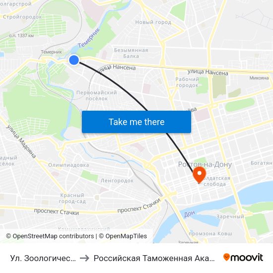 Ул. Зоологическая to Российская Таможенная Академия map