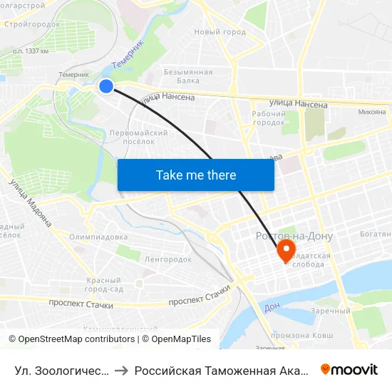 Ул. Зоологическая to Российская Таможенная Академия map