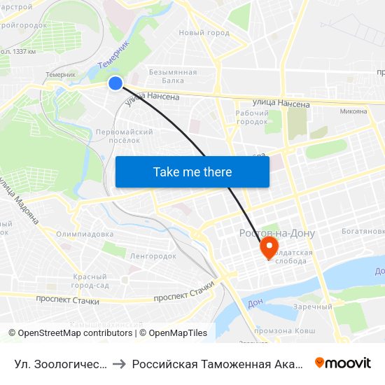 Ул. Зоологическая to Российская Таможенная Академия map