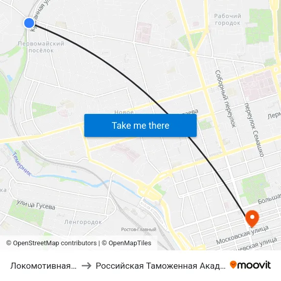 Локомотивная Ул. to Российская Таможенная Академия map