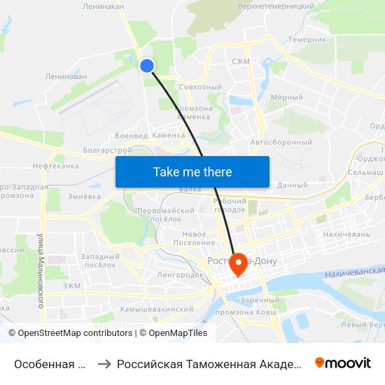 Особенная Ул. to Российская Таможенная Академия map