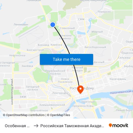 Особенная Ул. to Российская Таможенная Академия map