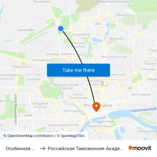 Особенная Ул. to Российская Таможенная Академия map