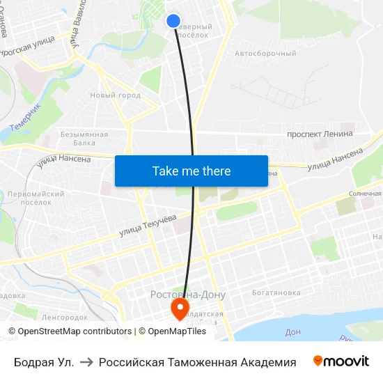 Бодрая Ул. to Российская Таможенная Академия map