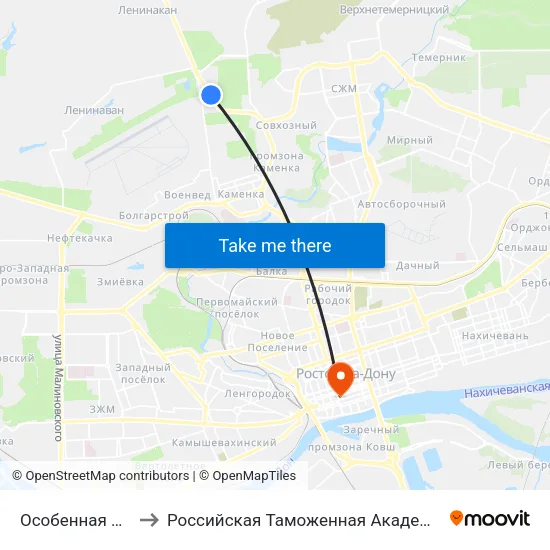 Особенная Ул. to Российская Таможенная Академия map