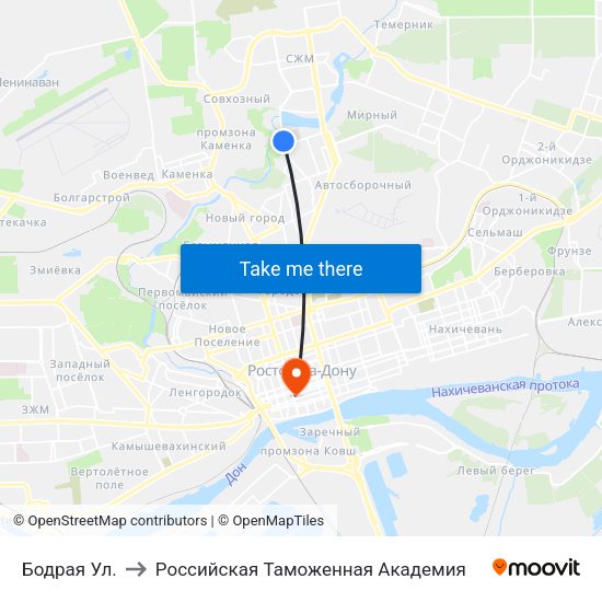 Бодрая Ул. to Российская Таможенная Академия map