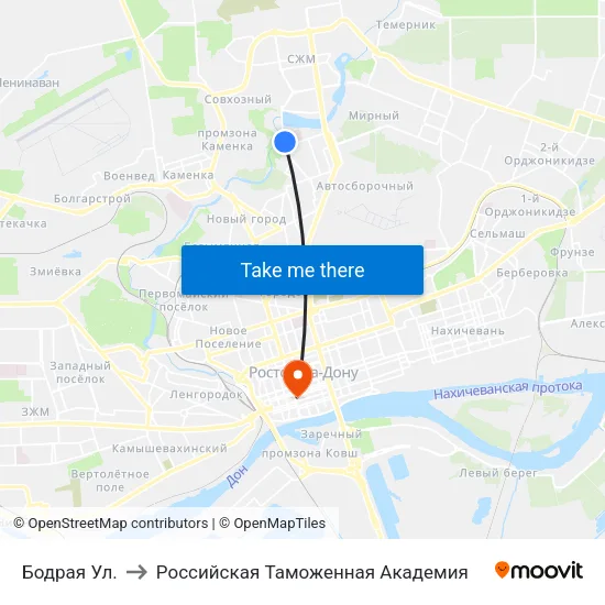 Бодрая Ул. to Российская Таможенная Академия map