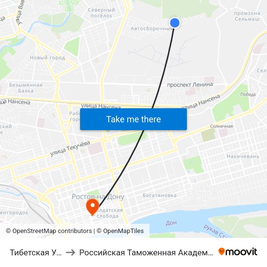 Тибетская Ул. to Российская Таможенная Академия map