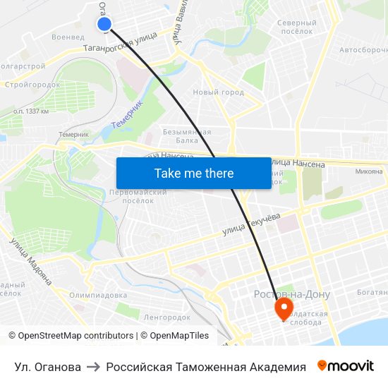 Ул. Оганова to Российская Таможенная Академия map