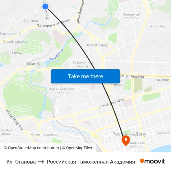 Ул. Оганова to Российская Таможенная Академия map