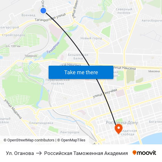 Ул. Оганова to Российская Таможенная Академия map