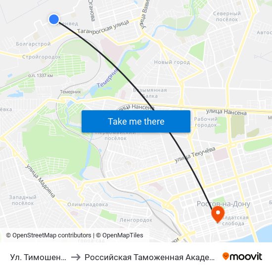 Ул. Тимошенко to Российская Таможенная Академия map