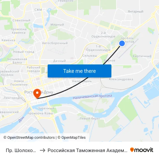 Пр. Шолохова to Российская Таможенная Академия map