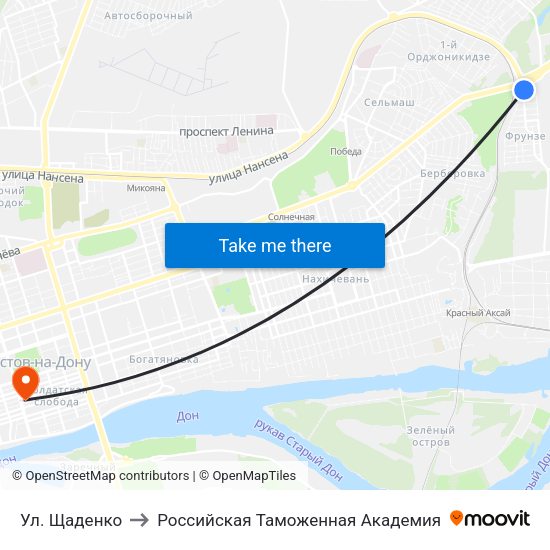 Ул. Щаденко to Российская Таможенная Академия map
