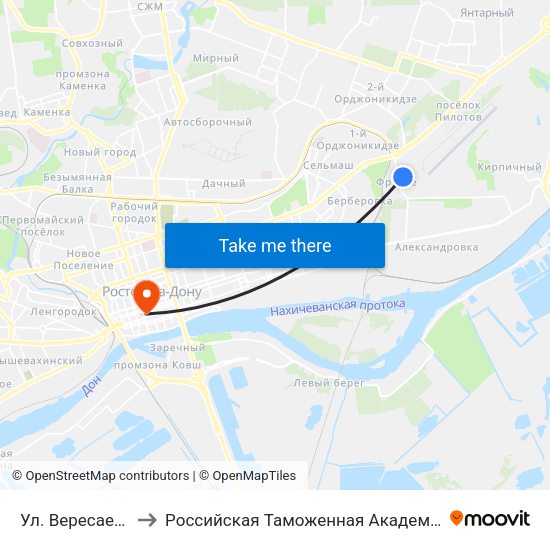 Ул. Вересаева to Российская Таможенная Академия map