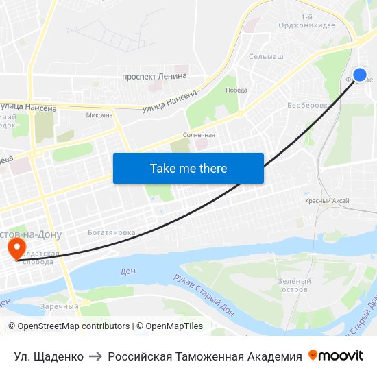 Ул. Щаденко to Российская Таможенная Академия map