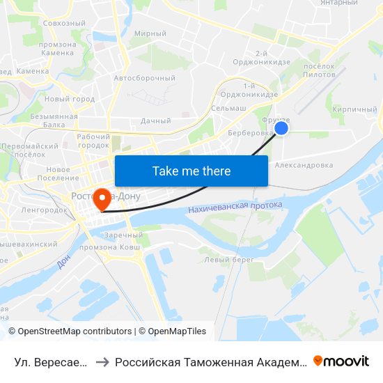Ул. Вересаева to Российская Таможенная Академия map