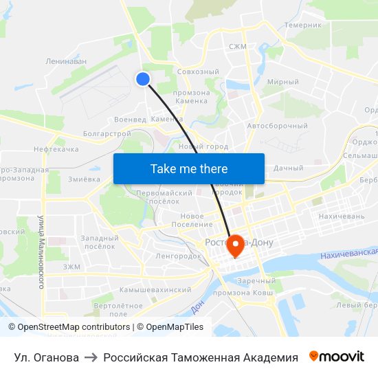 Ул. Оганова to Российская Таможенная Академия map