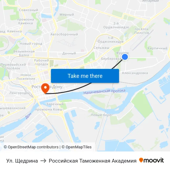 Ул. Щедрина to Российская Таможенная Академия map