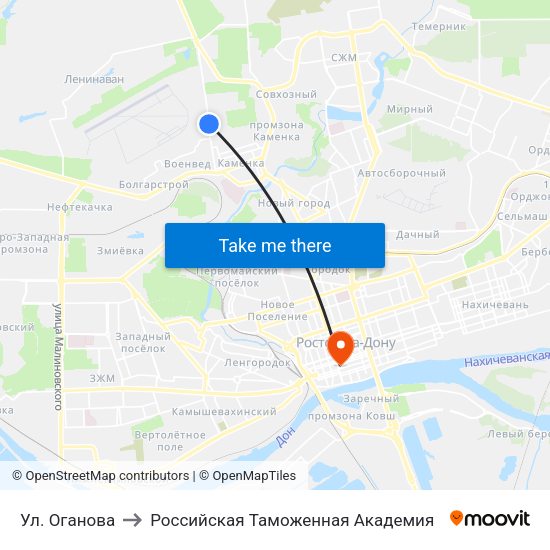 Ул. Оганова to Российская Таможенная Академия map