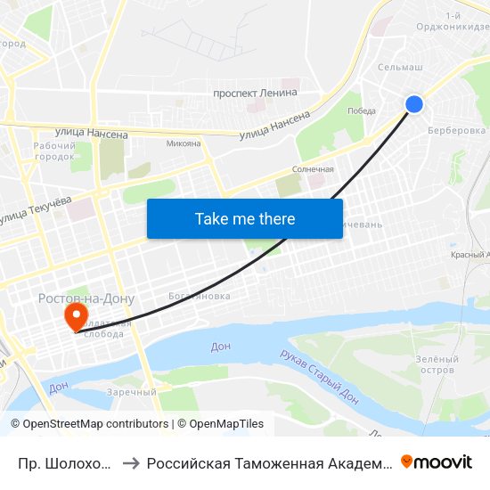 Пр. Шолохова to Российская Таможенная Академия map