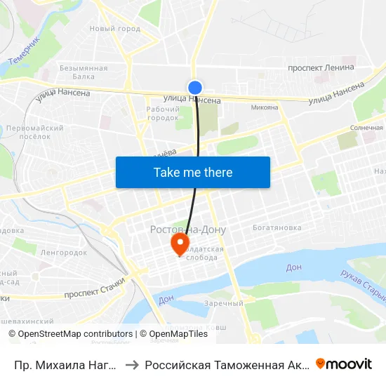 Пр. Михаила Нагибина to Российская Таможенная Академия map