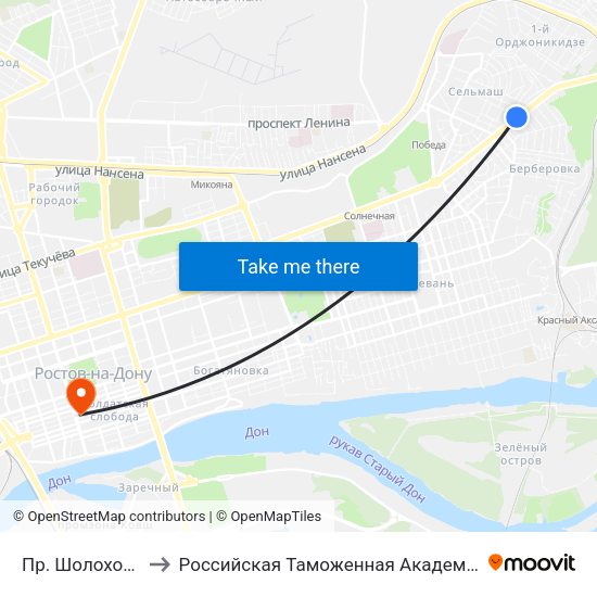 Пр. Шолохова to Российская Таможенная Академия map