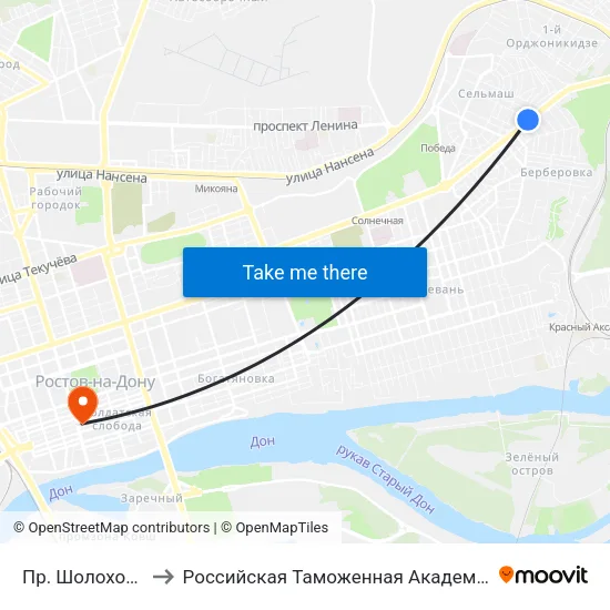 Пр. Шолохова to Российская Таможенная Академия map